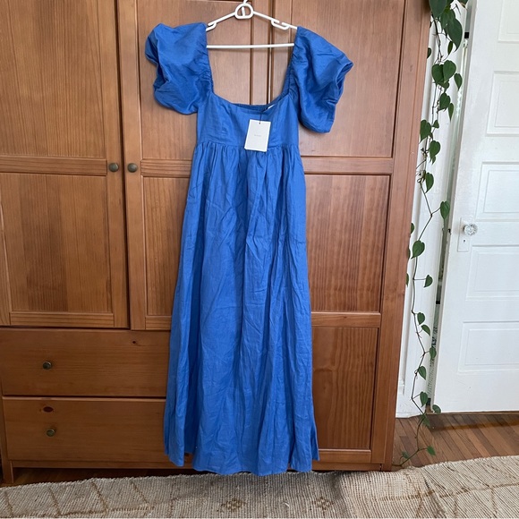 DISSH SIMONS COBALT LINEN MIDI DRESS. - Picture 4 of 10